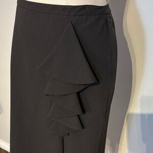 Chic Black Ruffle Pencil Skirt